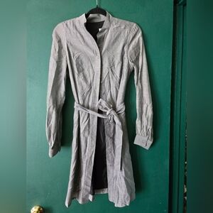 Silk Gray Button-Up Shirt Dress